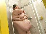 Big white chick in the shower