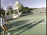 Two hot latinas getting fucked on the tennis court