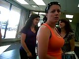 Big Tits in Bank Line (candid)