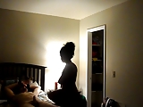 ebony rides her tied up boyfriend until she cums