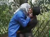 Old Man Makes  Ebony Woman Suck His Cock In Woods