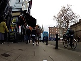 Two skinny teens walking in tight leggings