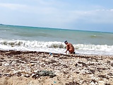 my wife on the beach