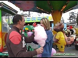 cute Chick rides tool in fun park