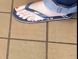 Candid Feet in Flip=Flops at the Tax Collector