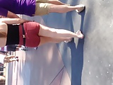Big booty blonde in small shorts