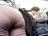 Big Ass in Brown Leggings showing deep panty line