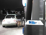 My slut flashing at the gas station