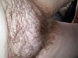 closeup of my wifes soft belly & hairy pussy