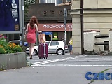 Czech Hot redhead fucks guy hard in car park for cash