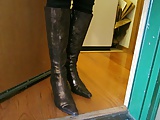 Gold Donald Pliner snake and leather Boots in leggings