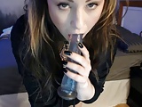 Girl play with dildo in webcam