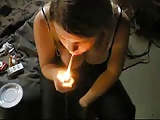 Blonde smoking cigarettes and sucking dick