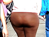 Fat ass BBW see through thong spandex