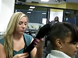 Barbershop blonde hottie fucks customer