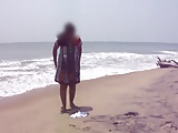 Desi Wife On Beach - Canging Lower Dress