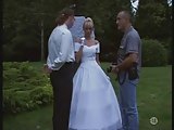 The bride in stockings outdoor