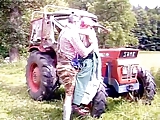 Old Tractor Man and His Cute Milkmaid