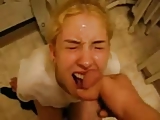 Amateur blonde girl facial