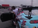 Russian model with big tits in Race Car