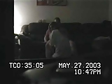 Babysitter sucks on couch with hidden camera