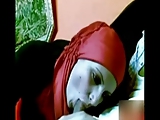 arab girl with red hijab sucking dick