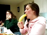 Girl sucking banana like a cock