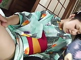 Kinky Hana uses a bottle to toy her pussy until she is soaki
