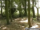 Old men fuck cutie in a forest