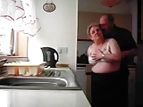 Grandma and grandpa fucking in the kitchen