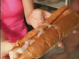 Japanese girl eating cum on food (3)