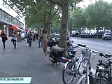 Naughty naked babe has fun on public streets