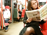 Pantyhose leg in metro