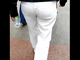 Ass voyeur 21 - Blue thong see through white pants