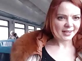 Redheat pussy flashing in public on train