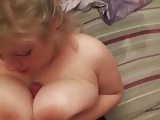 Big Titted Blonde Blows and Tit-fucks Cock