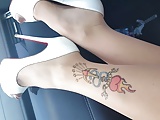 my pantyhosed leg ankle tattoo& high heels voyeur upskiry