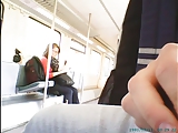 Train masturbation in front of girl