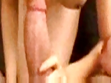 Japanese cumslut sucks big white cock