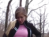 Young perky tit blonde girl loves to give road head to big dick boyfriend