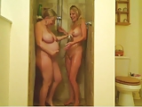 Two Lesbian Blondes One Pregnant Shower Together