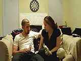 horny amateur housewife giving blowjob to her husband