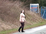 Fat amateur flasher Emmas public exhibitionism of voyeur bbw