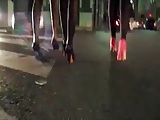 Voyeur girls heels & stockings walking