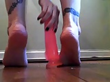 kinky woman fooot fetish suck dildo