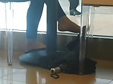 Candid Shoeplay Dangling Feet in Coffee Shop
