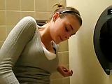 girl surprise during orgasm in toilet !!!