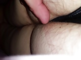 sneak view of the wifes tired hairy ass crack in black