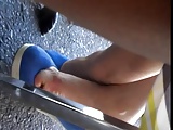 Candid Shoeplay Feet Under the Picnic Table BBQ