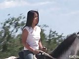 Topless Asian Teen Riding A Horse